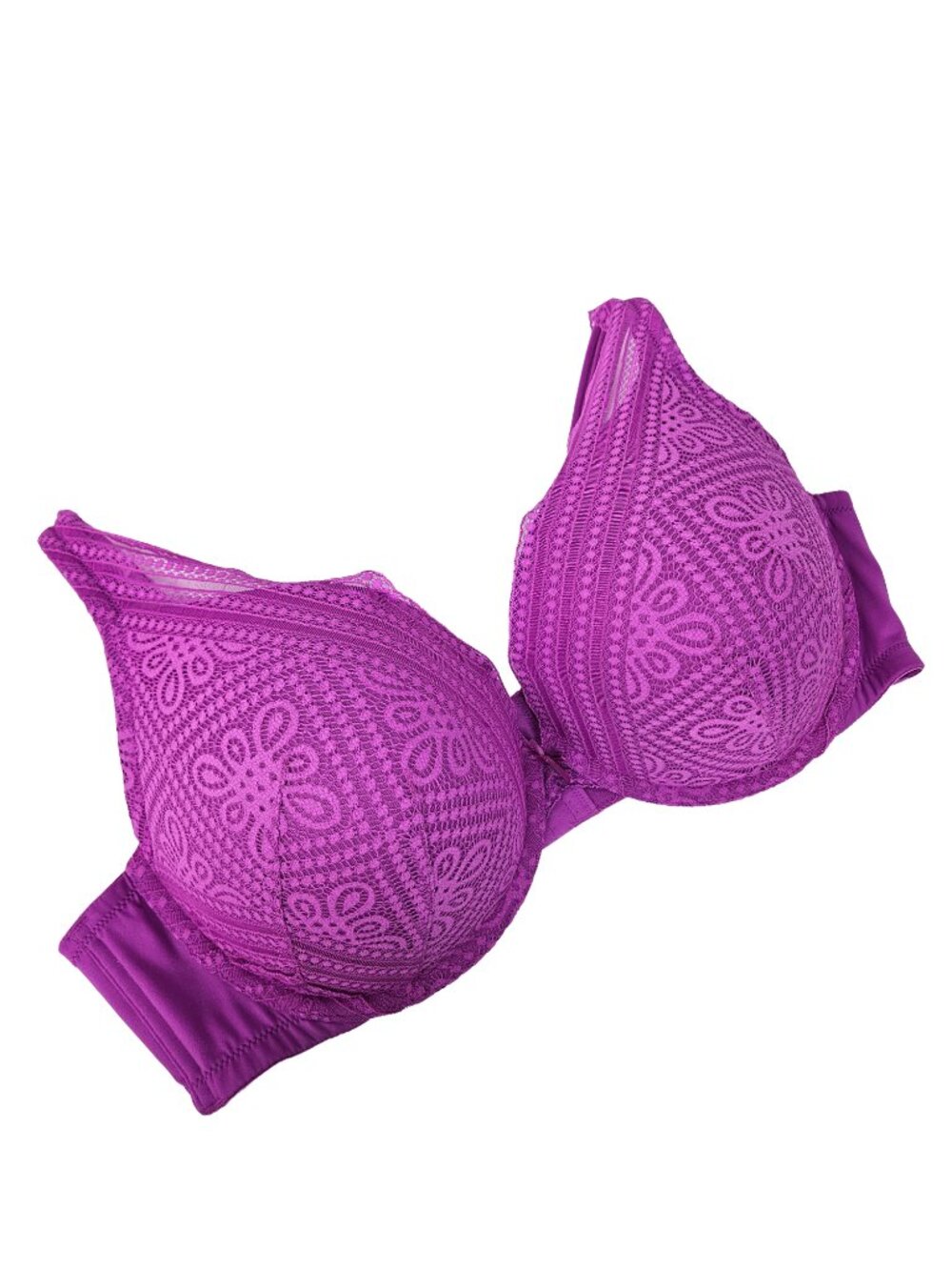 NWT Cacique Boost Plunge Fuchsia Floral Lace Bra 42DDD